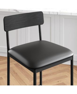 Bar Stools Set of 2, Barstool Set of 2, 25.5 Inches Upholstered Bar Chairs for 2, Counter Height Bar Stools Set for Island, Counter Bar, Retro Black