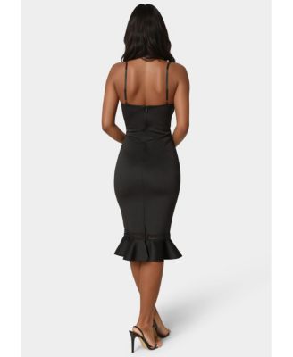 Women's Lace Trim Flounce Midi Dress