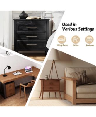 Theresa Transitional 3-Drawer Nightstand with Hidden Pull-out Drawer