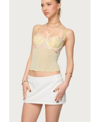 Women's Embroidered Floral Sheer Bra Top