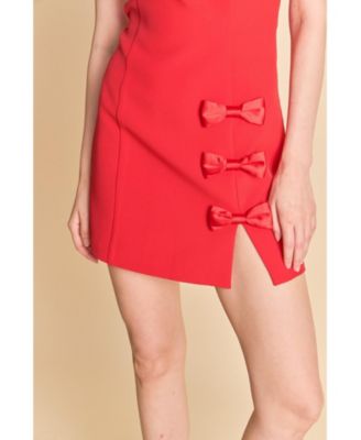 Women's Strapless Bow Accent Mini Dress