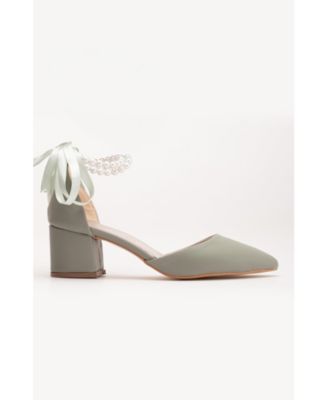 Miranda Low Block Heels with Pearls