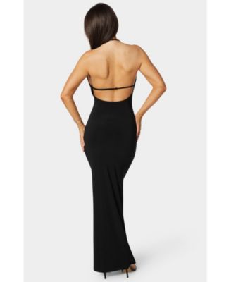Women's Plunge Neck Cowl Maxi Dress