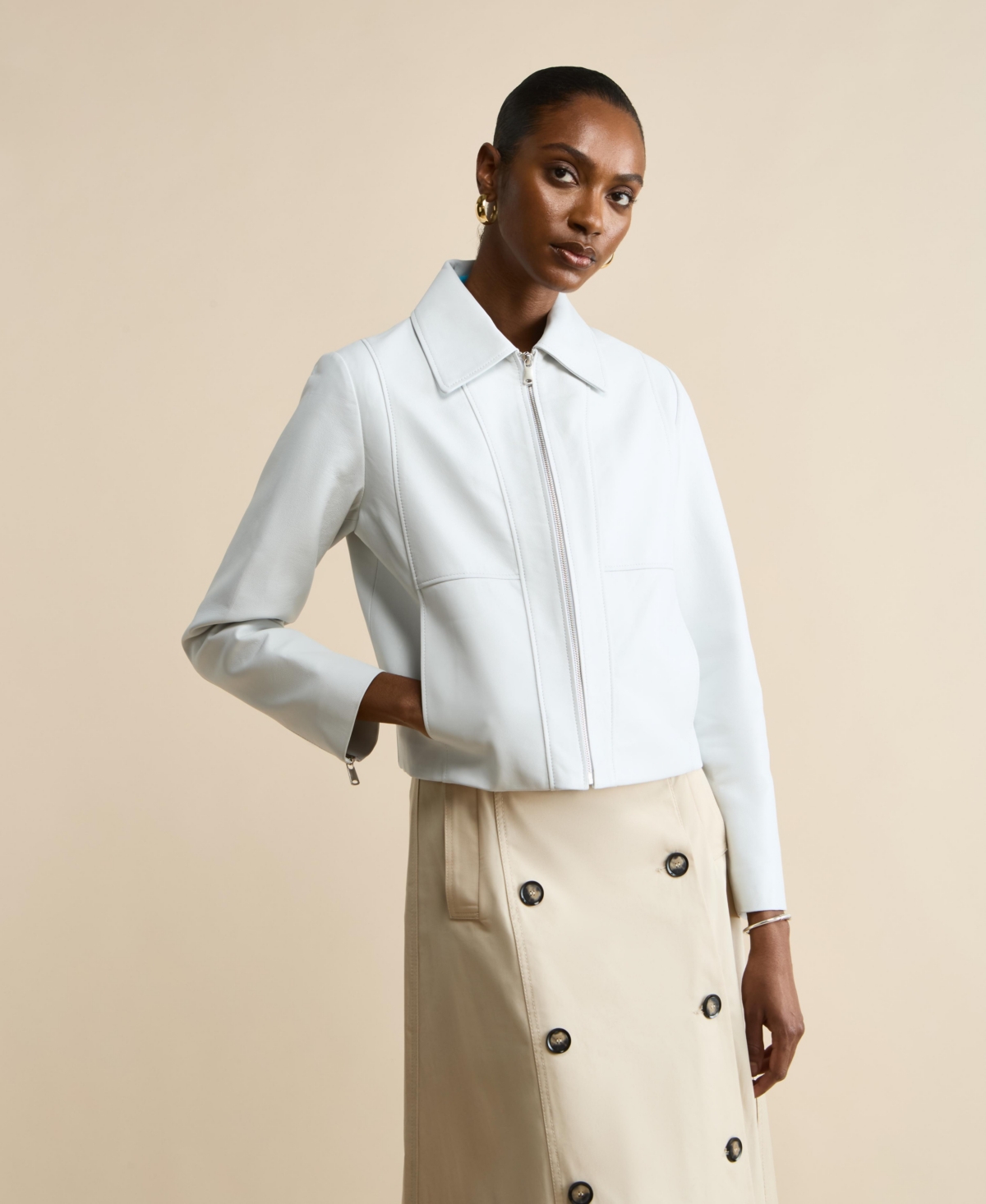 Women's Classic Leather Jacket, Created for Macy's - White