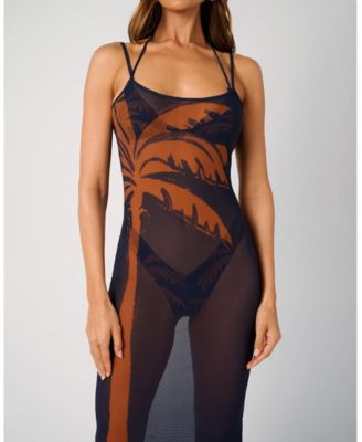 Women's Mesh Scoop Maxi Slip Dress