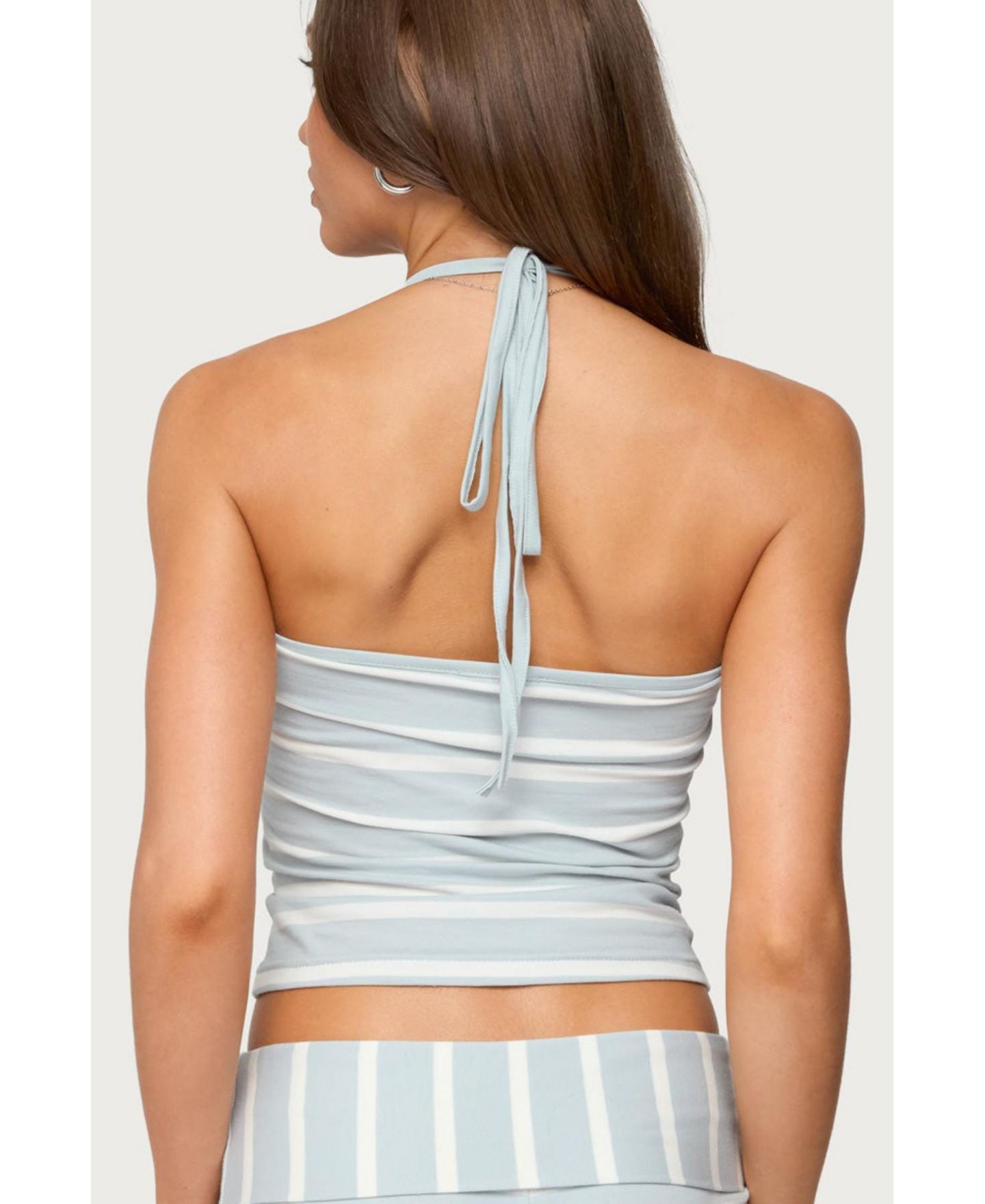 Женский топ Edikted Lorenza Striped Halter, цвет: Светлый синий — фото 2
