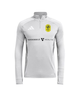 Мужская тренировочная толстовка Adidas серебристого цвета Nashville SC 2025 AEROREADY с застежкой на молнию и длинным рукавом