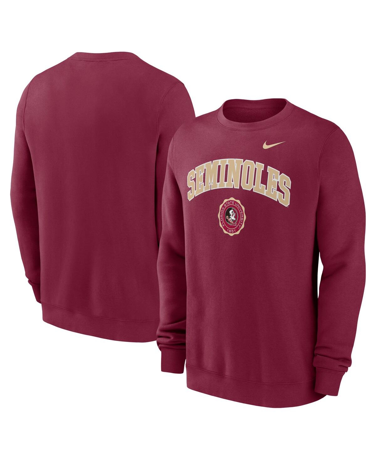 Men's Garnet Florida State Seminoles Arched Seal Pullover Sweatshirt - Garnet