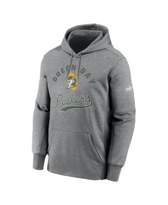 Мужской флисовый пуловер с капюшоном Nike Heather Grey Green Bay Packers Performance