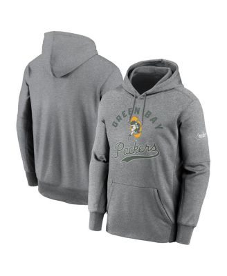 Nike - Men's Heather Gray Green Bay Packers Performance Fleece Pullover Hoodie
