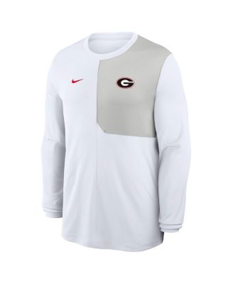 Мужская белая футболка Nike Georgia Bulldogs 2025 Sideline Coach UV Performance с длинным рукавом от Nike