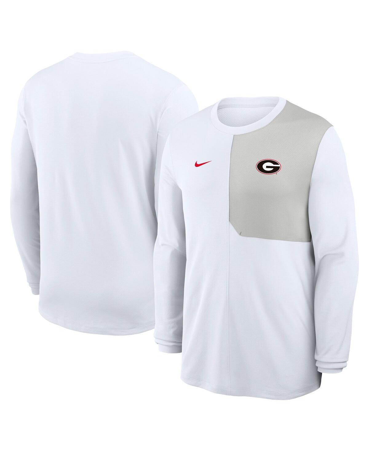 Men's White Georgia Bulldogs 2025 Sideline Coach Uv Performance Long Sleeve T-Shirt - White