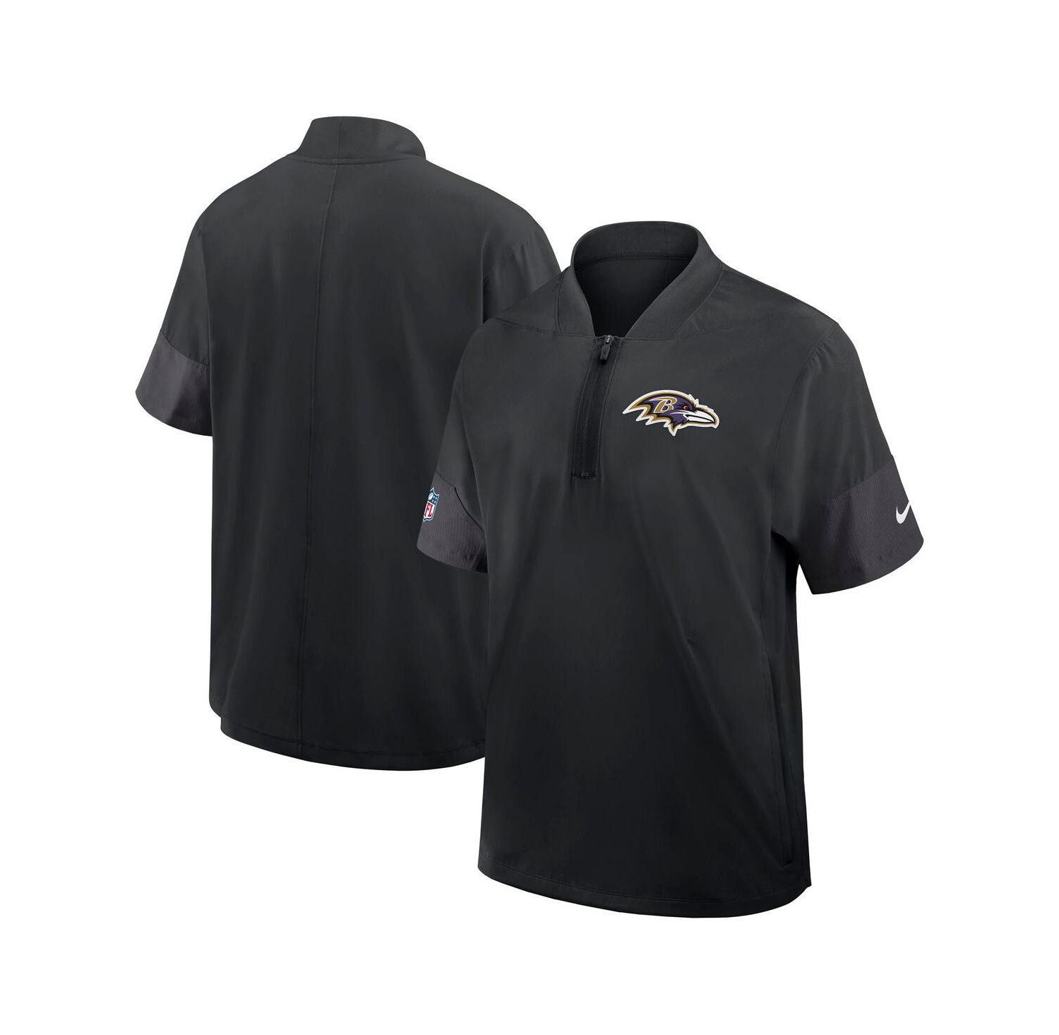 Men's Black Baltimore Ravens Sideline Short Sleeve Quarter-Zip Performance Coach Jacket