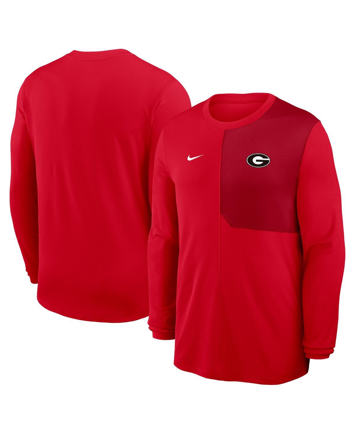 Men's Red Georgia Bulldogs 2025 Sideline Coach Uv Performance Long Sleeve T-Shirt - Red