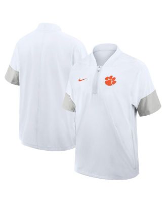 Nike - Men's White Clemson Tigers 2025 Sideline Short Sleeve Quarter-Zip Coach Jacket