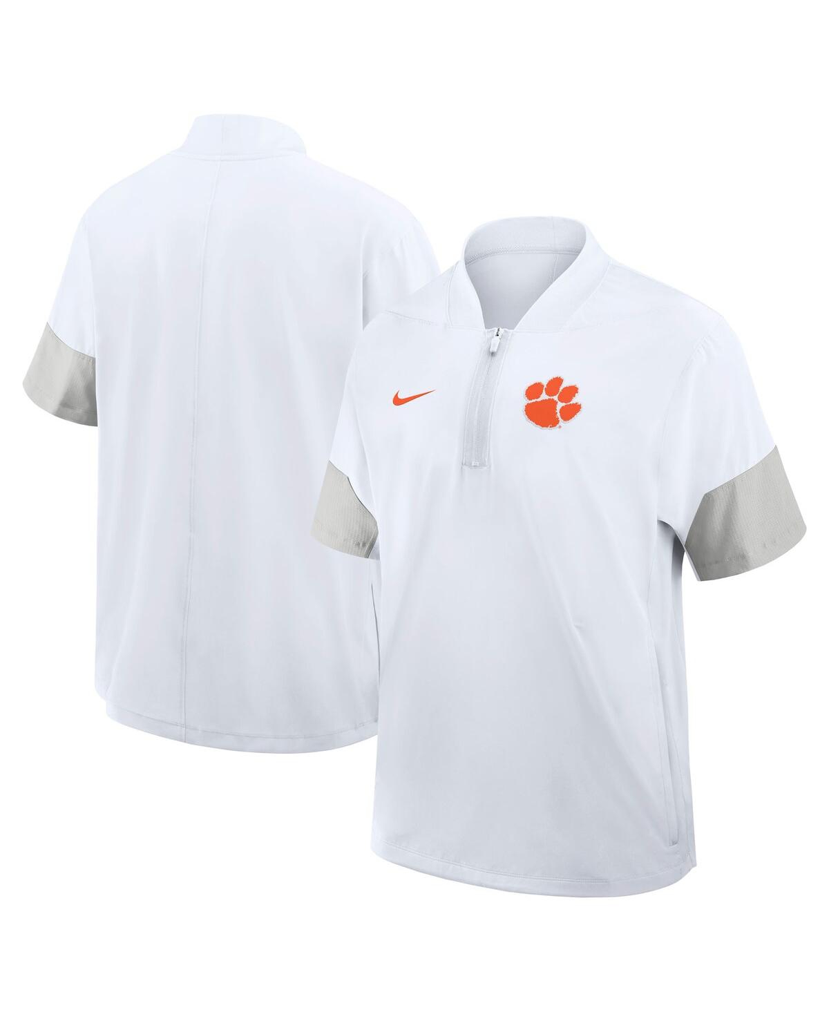 Men's White Clemson Tigers 2025 Sideline Short Sleeve Quarter-Zip Coach Jacket - White