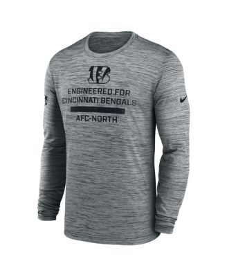Men's Gray Cincinnati Bengals Sideline Velocity Performance Long Sleeve T-Shirt