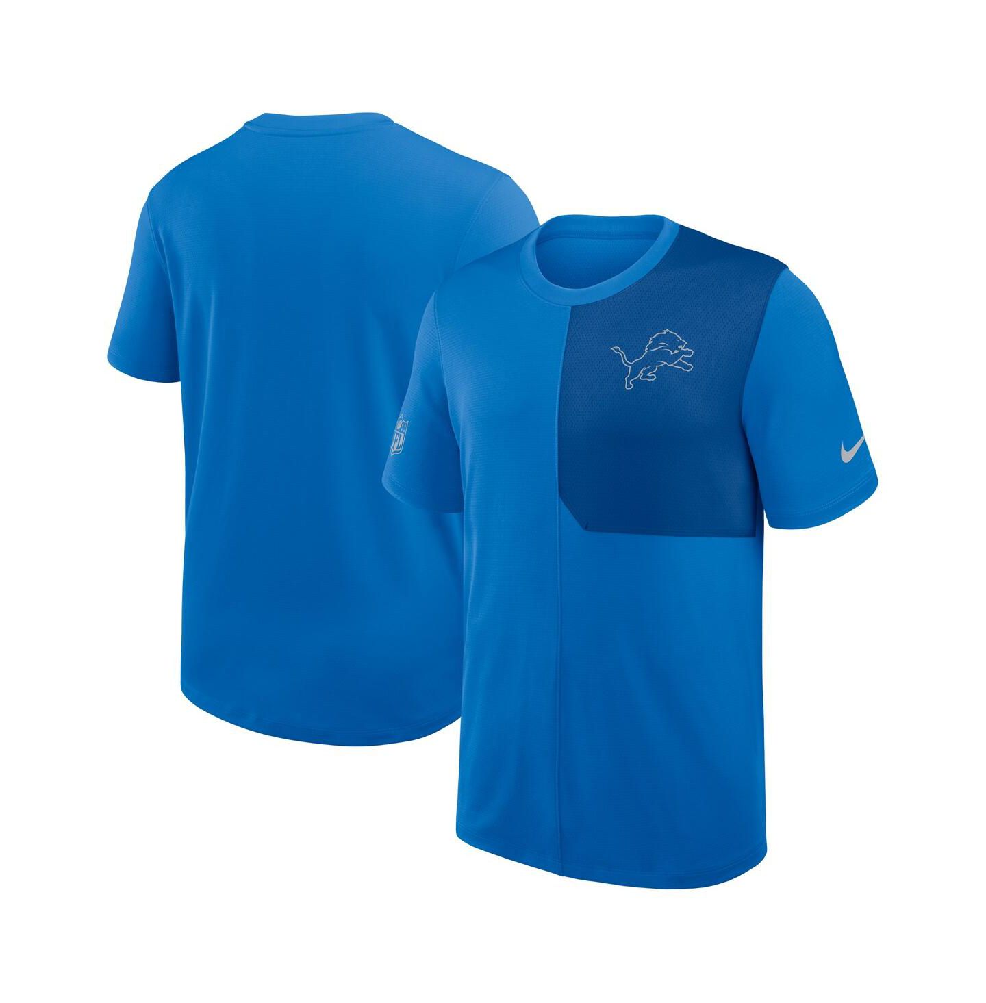 Мужская футболка Nike Blue Detroit Lions Sideline UV Performance Coach — фото 1