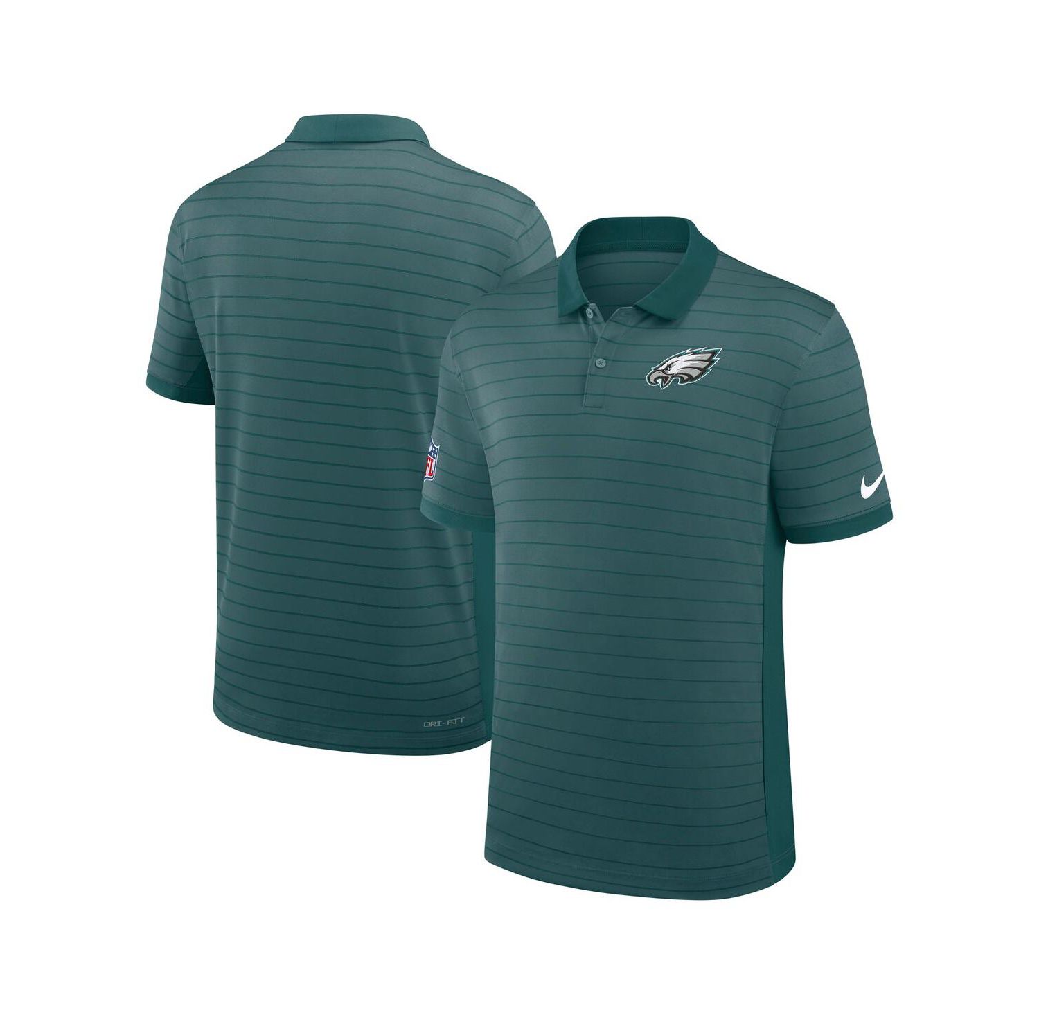 Men's Midnight Green Philadelphia Eagles Sideline Victory Stripe Performance Polo Shirt