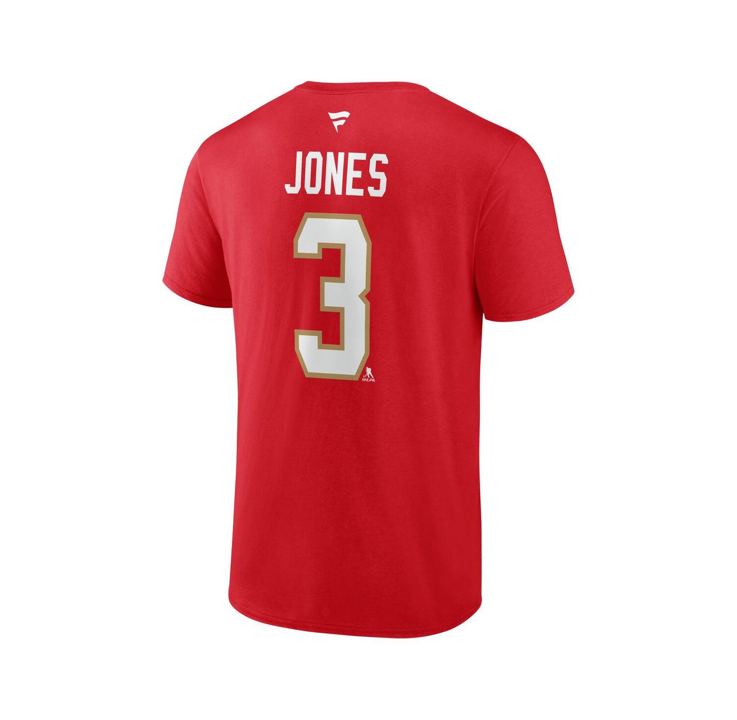 Men's Seth Jones Red Florida Panthers Authentic Stack Name & Number T-Shirt