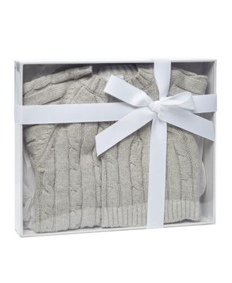 Baby Cable Knit Baby Cardigan with Beanie