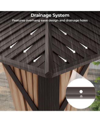 10 x 13 Feet Patio Hardtop Gazebo with Galvanized Steel Double Roof and Netting