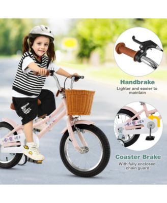 14 Inch Kids Bike Retro Bicycle with Adjustable Height and Basket for Ages 3-8 Years Old