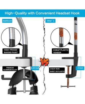 Flexible Gooseneck Mic Stand, Heavy Duty Desk Clamp, Adjustable Arm for Blue Snowball Ice Spark (Black)