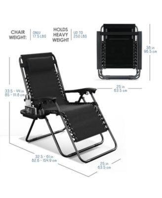 Outdoor Patio Zero Gravity Chairs Set of 4 - Reclining Lounge Chairs with Pillows & Cup Holders