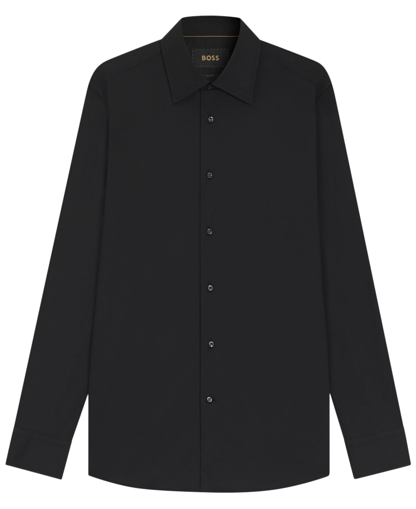 Мужская рубашка Hugo Boss Slim-Fit Poplin Dress Shirt, цвет: Чёрный — фото 1