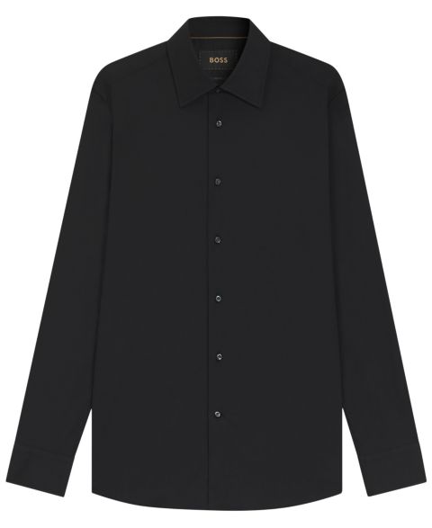 Мужская рубашка Hugo Boss Slim-Fit Poplin Dress Shirt, цвет: Чёрный