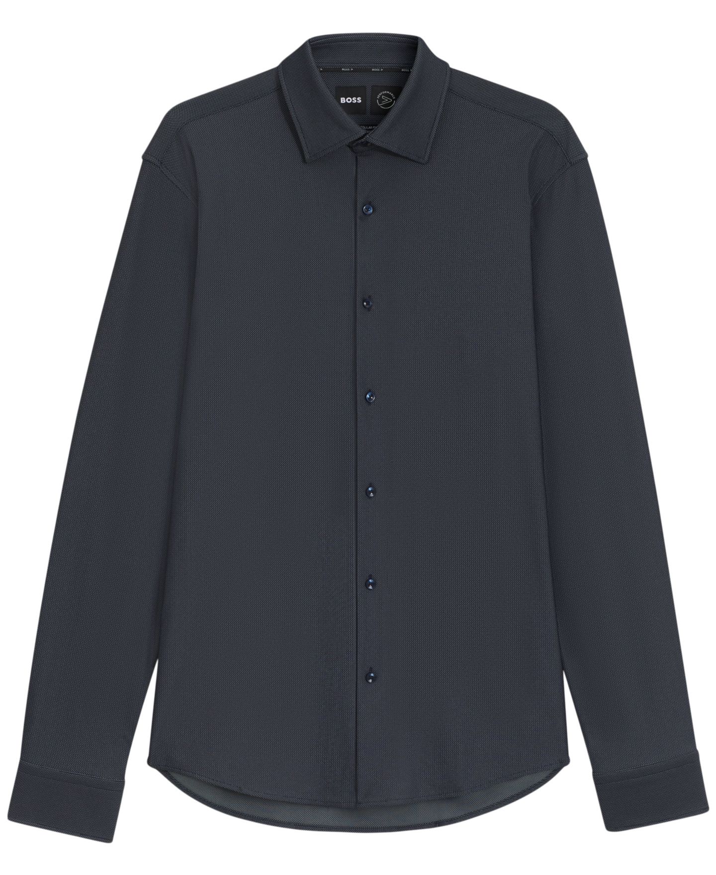 Мужская рубашка Hugo Boss Stretch Jersey Regular-Fit Dress Shirt, цвет: Тёмный синий — фото 2