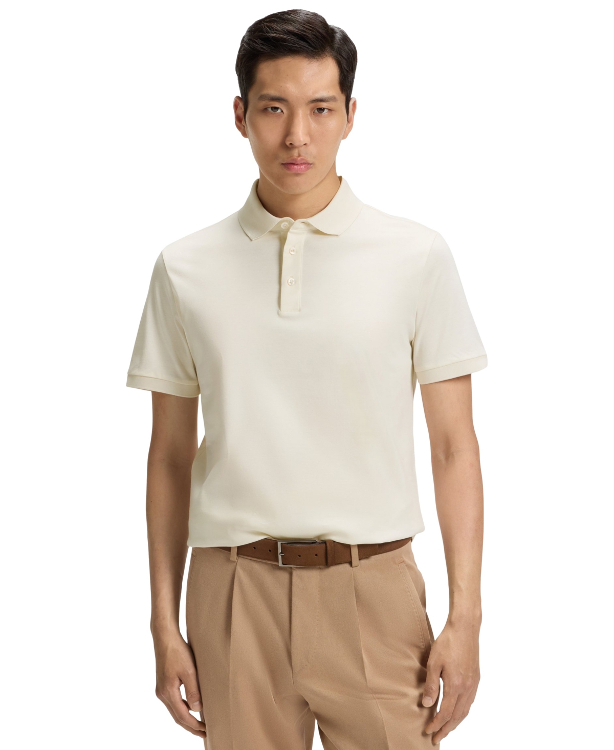 Boss by Hugo Boss Men's Mercerized Cotton Regular-Fit Polo Shirt - Open White