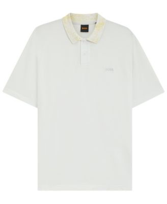 Men's Cotton-Pique Patterned Collar Polo Shirt