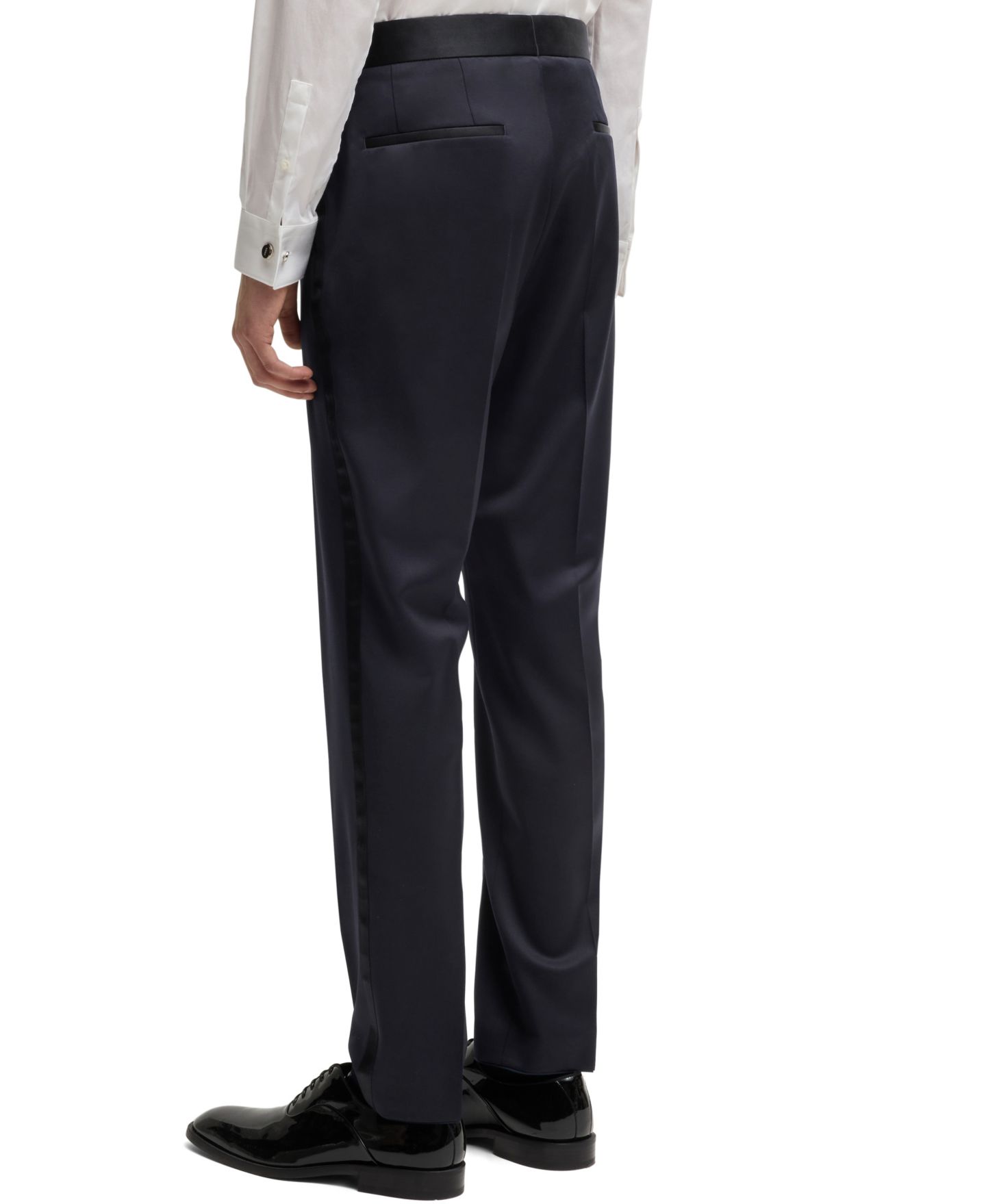 Мужские брюки Hugo Boss Slim-Fit Tuxedo Trousers, цвет: Тёмный синий — фото 5