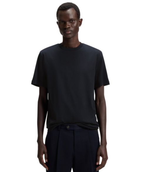 Мужская футболка Hugo Boss Regular-Fit Mercerized-Cotton, цвет: Тёмный синий