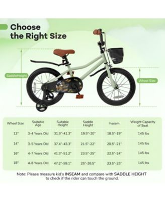 Kids Bike with Training Wheels Adjustable Seat and Handlebar for Ages 4 to 7