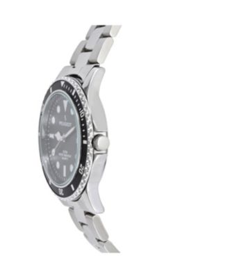 Men's 40mm Black Dial Sport Bezel Stainless Steel Bracelet Watch