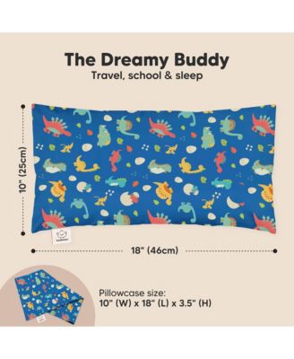 Buddy Toddler Pillow with Pillowcase, 10X18 Soft Cotton Toddler Pillows for Sleeping, Kids Pillow