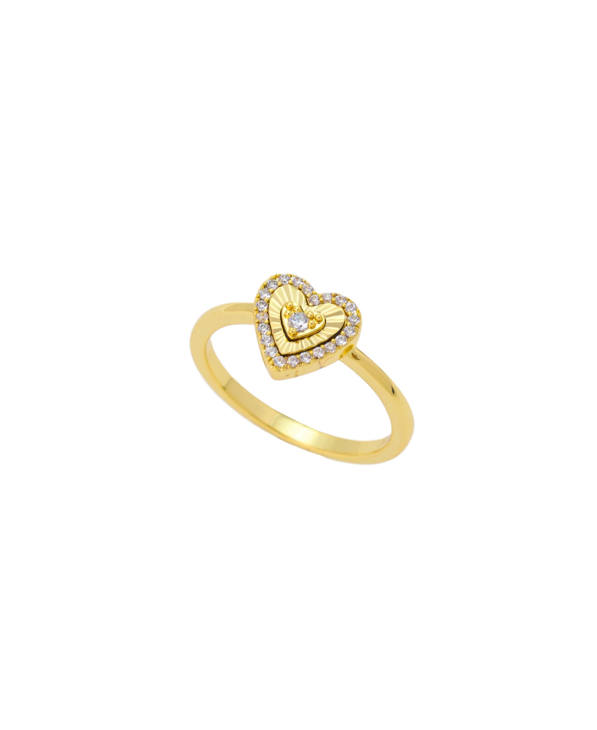 Cubic Zirconia Heart Statement Ring - Gold