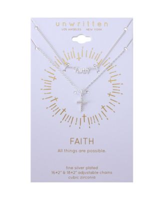 Cubic Zirconia Faith Duo Necklace Set