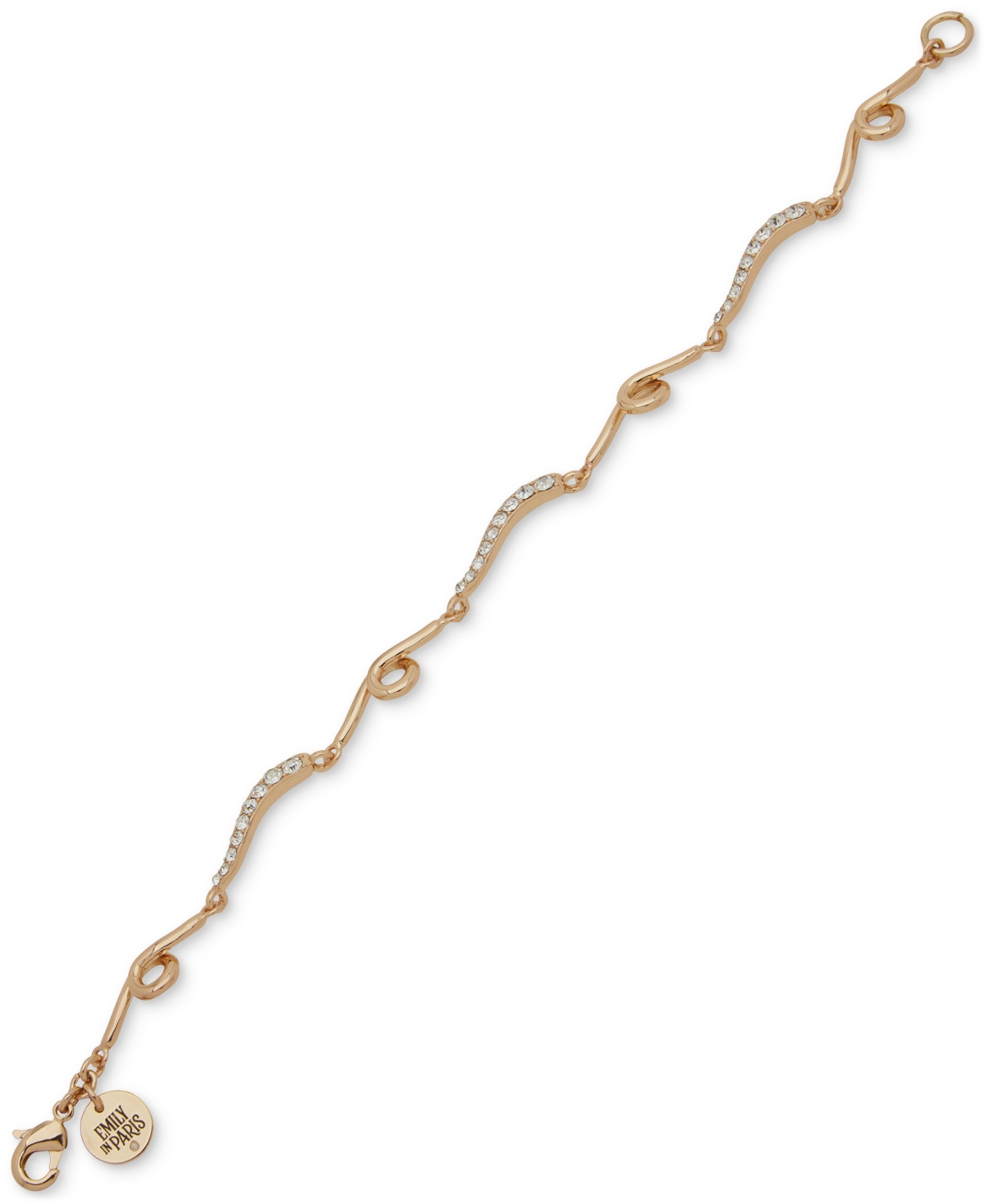 Emily In Paris Gold-tone Pave Looped Bar Flex Bracelet In White