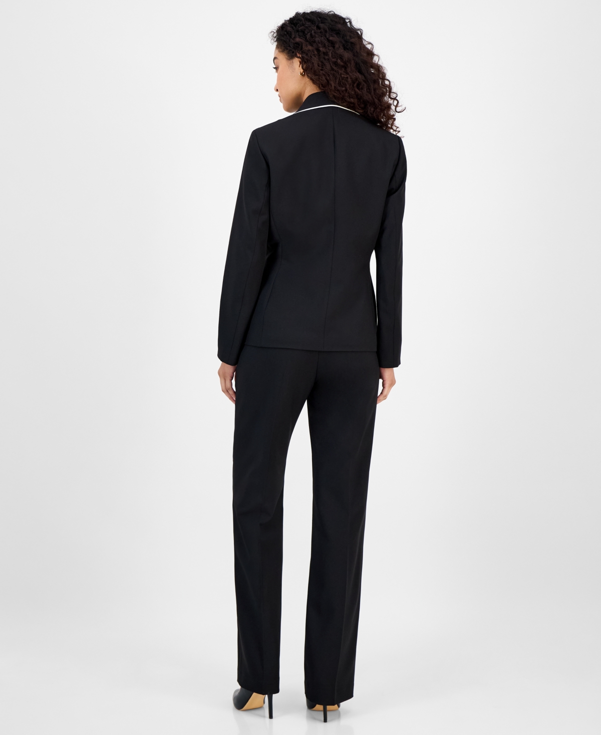 Le Suit Women's Piping-trim Two-button Pantsuit In Multi