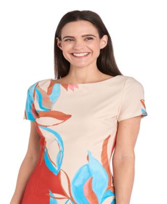 R & M Richard Petite Colorblocked Placement-Print Sheath Dress