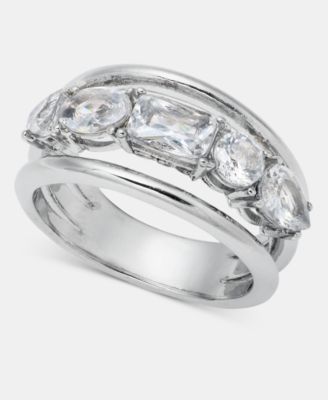 On 34th Multicolor Crystal Band Ring Macys Exclusive - Rhodium 8$