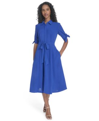 Calvin Klein - Women's Short-Sleeve Midi Shirtdress
