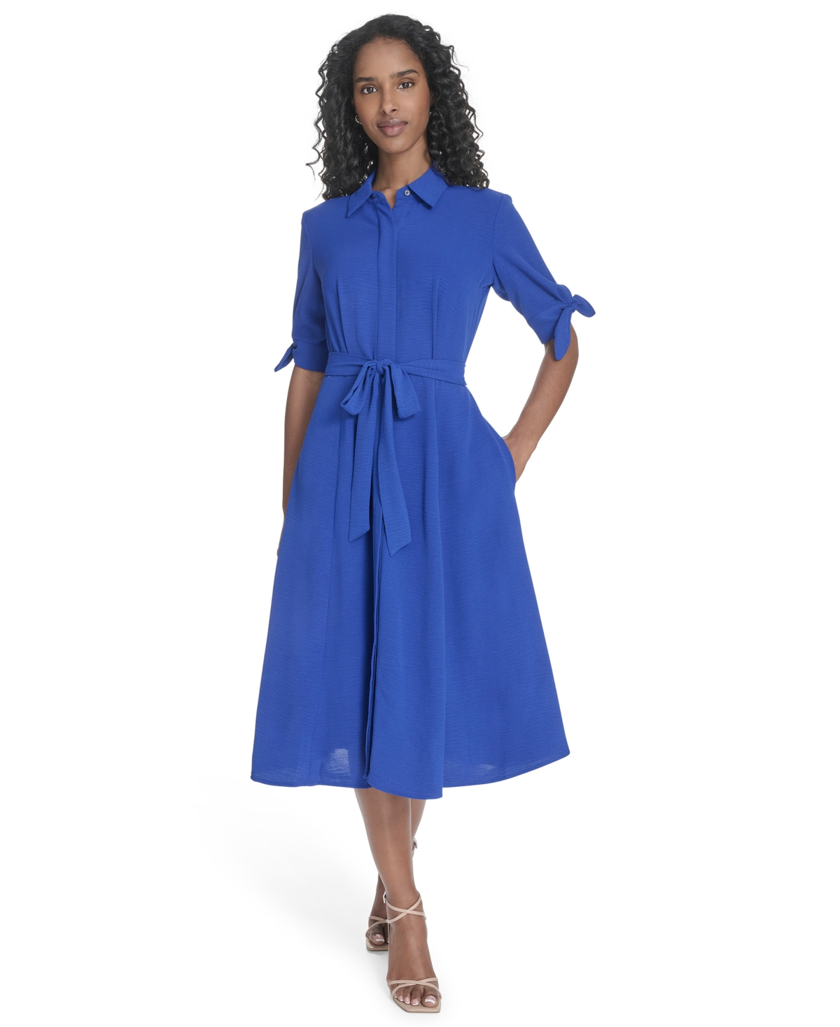 Calvin Klein Women's Short-sleeve Midi Shirtdress