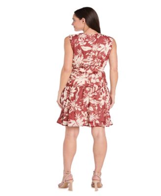 Petite Chiffon Printed Surplice Sleeveless Dress