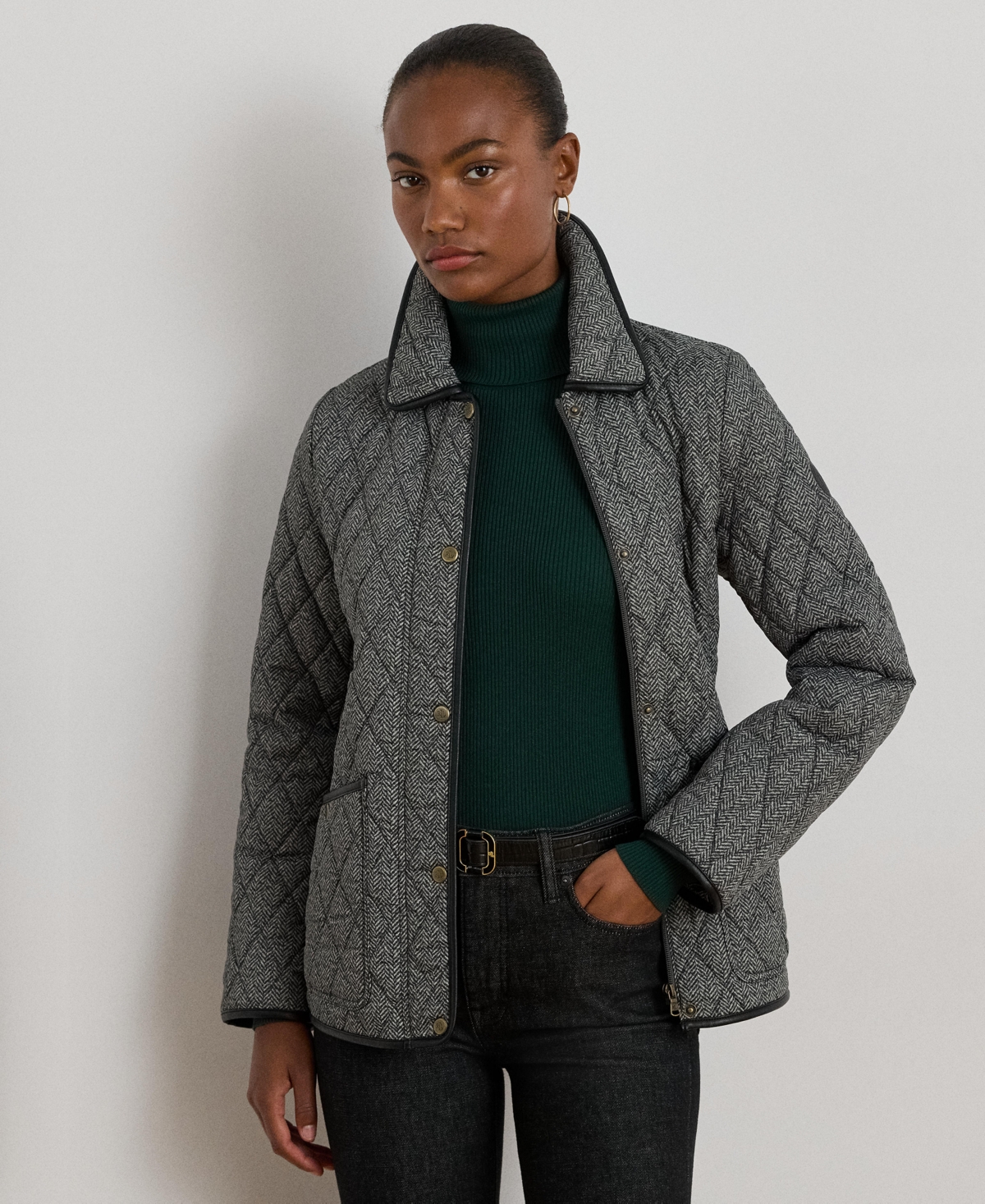 Ralph Lauren Petite Quilted Velboa Lined Coat