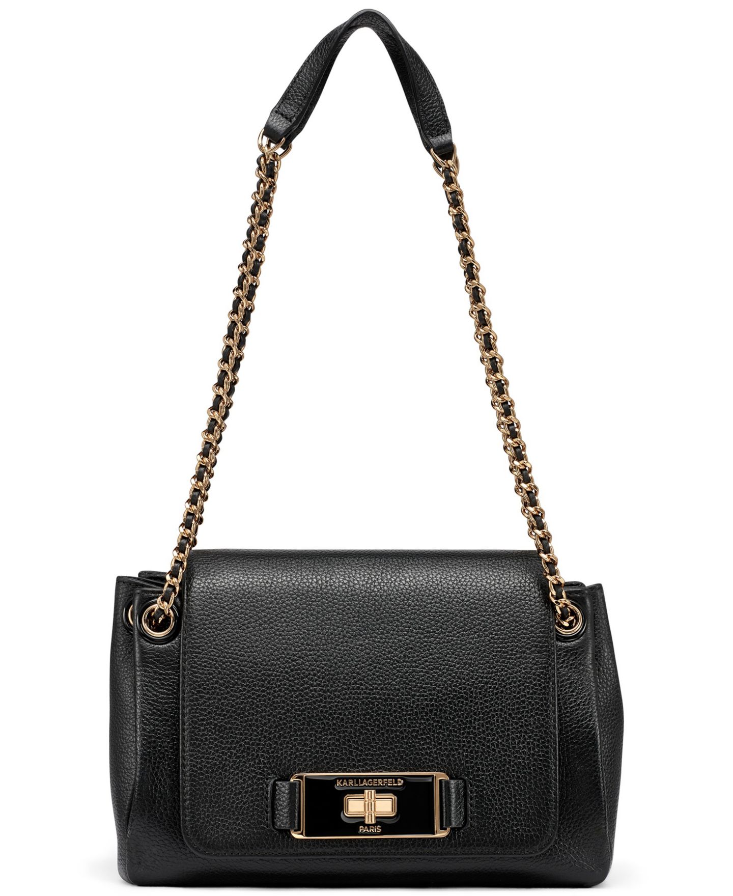 Женская сумка KARL LAGERFELD PARIS Bridgette Medium Shoulder, цвет: Чёрный / Золотой — фото 1